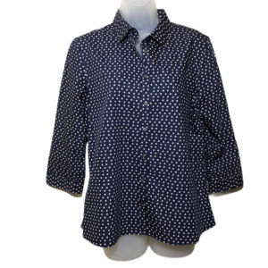 Lands End No Iron Cotton 3/4 Sleeve Top